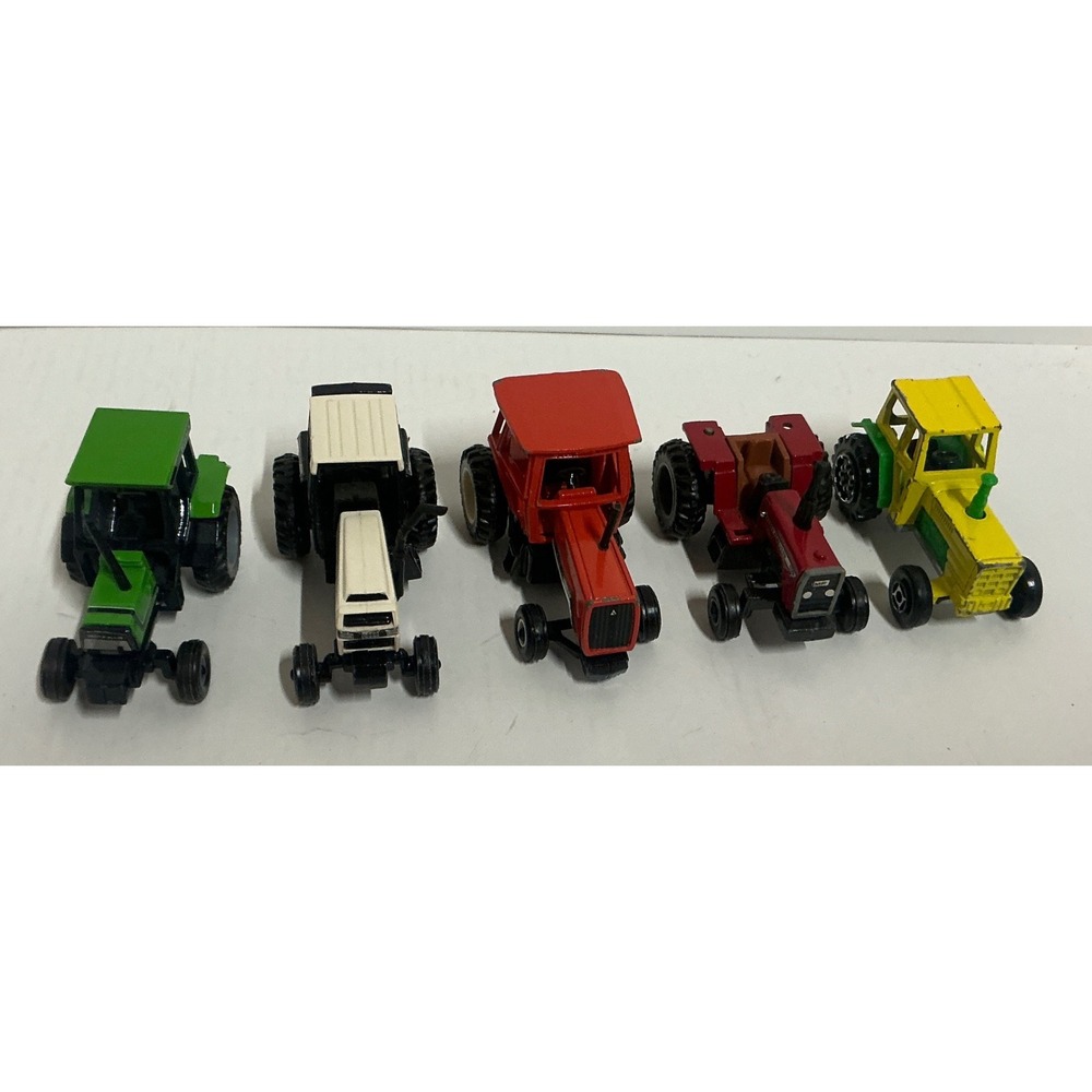Majorette Vintage Diecast Farm Tractor Toy Lot 5pc Miniature 1/64 Scale Multi
